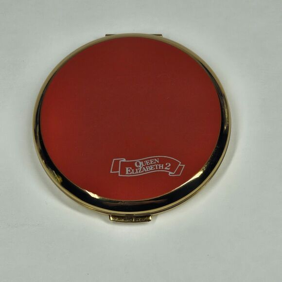 RMS Queen Elizabeth 2 Compact Purse Mirror Vintage w/Box QE2 Stratton - Picture 3 of 9